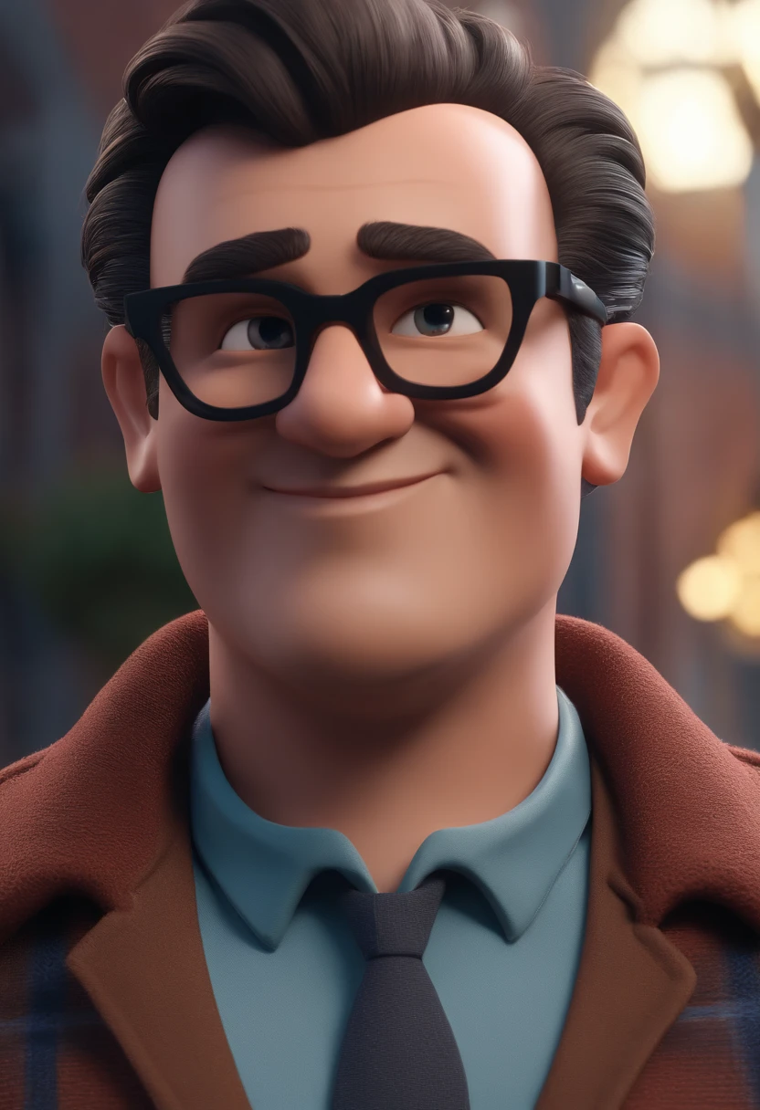 Cartoon character of a man with black glasses and a blue shirt, animation character, Caractere estilizado, animation style rendering, 3D estilizado, Arnold Maya render, 3 d render stylized, toon render keyshot, Personagem 3D, Personagem 3D, 3d rendering stylized, 3 d character render, personagem de desenho animado, Personagem de close up, Pose de personagem, (Estilo Pixar) (master part:1.2) (Bokeh) (best quality) (pele detalhada) (textura detalhada) (8k) (argila) (Cinematic lighting) (foco nítido