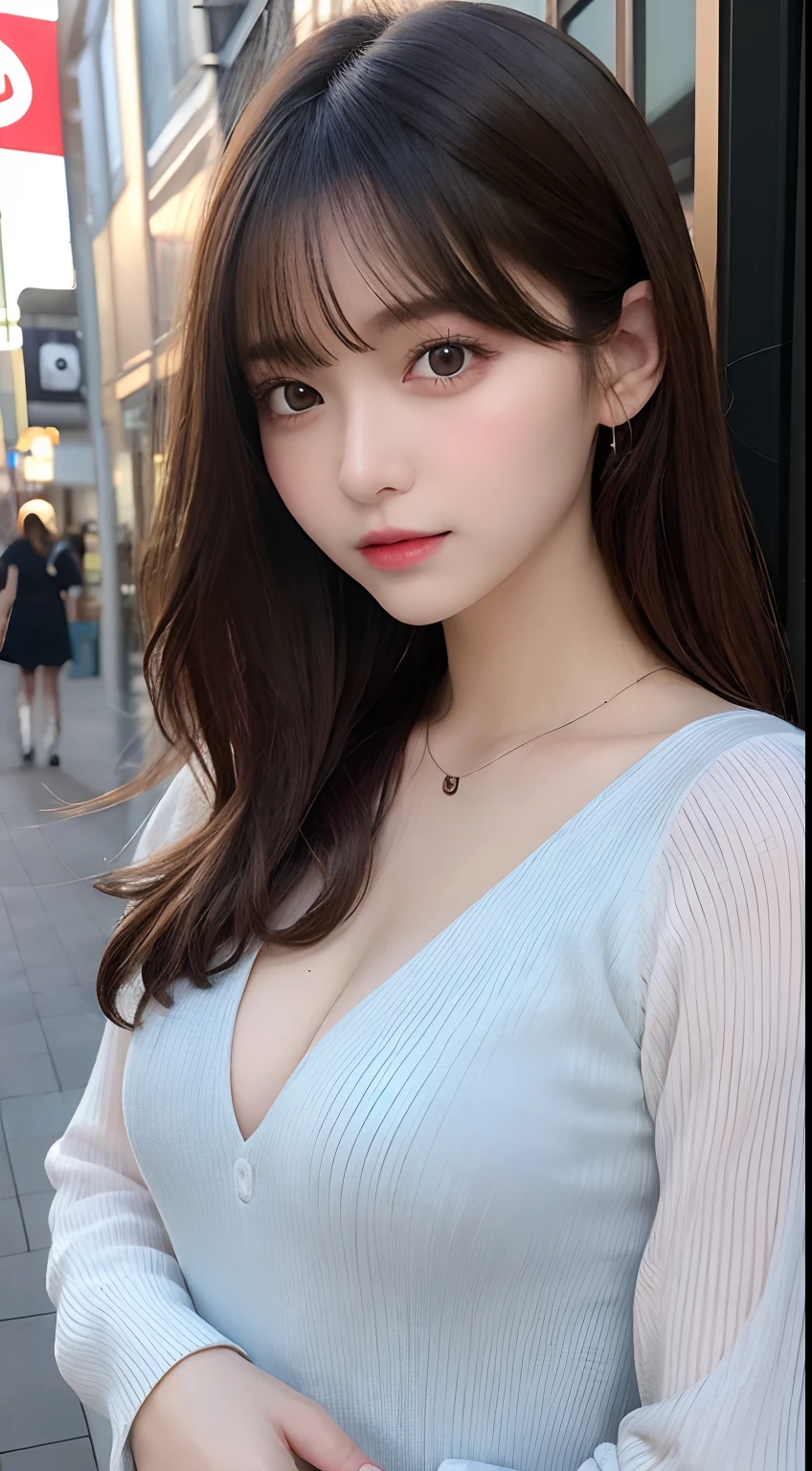 masutepiece, Best Quality, Illustration, Ultra-detailed, finely detail, hight resolution, 8K Wallpaper, Perfect dynamic composition, Beautiful detailed eyes, Tight Mini,Medium Hair,small tits,Natural Color Lip, Randomly sexy poses,Harajuku、20 years girl、Cute、Sexy shot looking at camera,Luxury Brand Long Sleeve Dresses