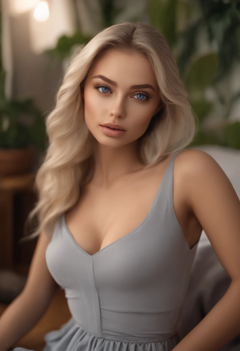 blonde girl with with blue eyes, ultra realistic, meticulously detailed, portrait sophie mudd, blonde hair and sexy eyes, selfie of a young girl in club with makeup, natural makeup, looking directly at the camera, face with artgram, subtle makeup, stunning full body  large size bust