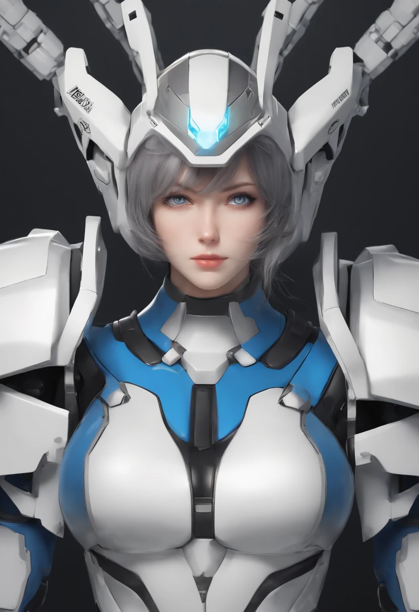 (Upper body), (Realistic, [Anime]), (。.3D:0.3), Dramatic Lighting, ((masutepiece)),(quality),(hight resolution), Tall Lady Boyd Star, [[Covered abs]], ((X-Ray Power Armor|Lined bodysuit|White Power Armor) mechanical arms), Undercut with black hair in a bob, [Evil smile], Small breasts, Covered navel, eye line, Eyelashes, Perfect face, Beautiful nose, Detailed pupil, Beautiful eyes, Detailed eyes, Blue eyes, Perfect lips, A pose on the monitor, Simple background, [boku no hero academia], (bouge:1) ,