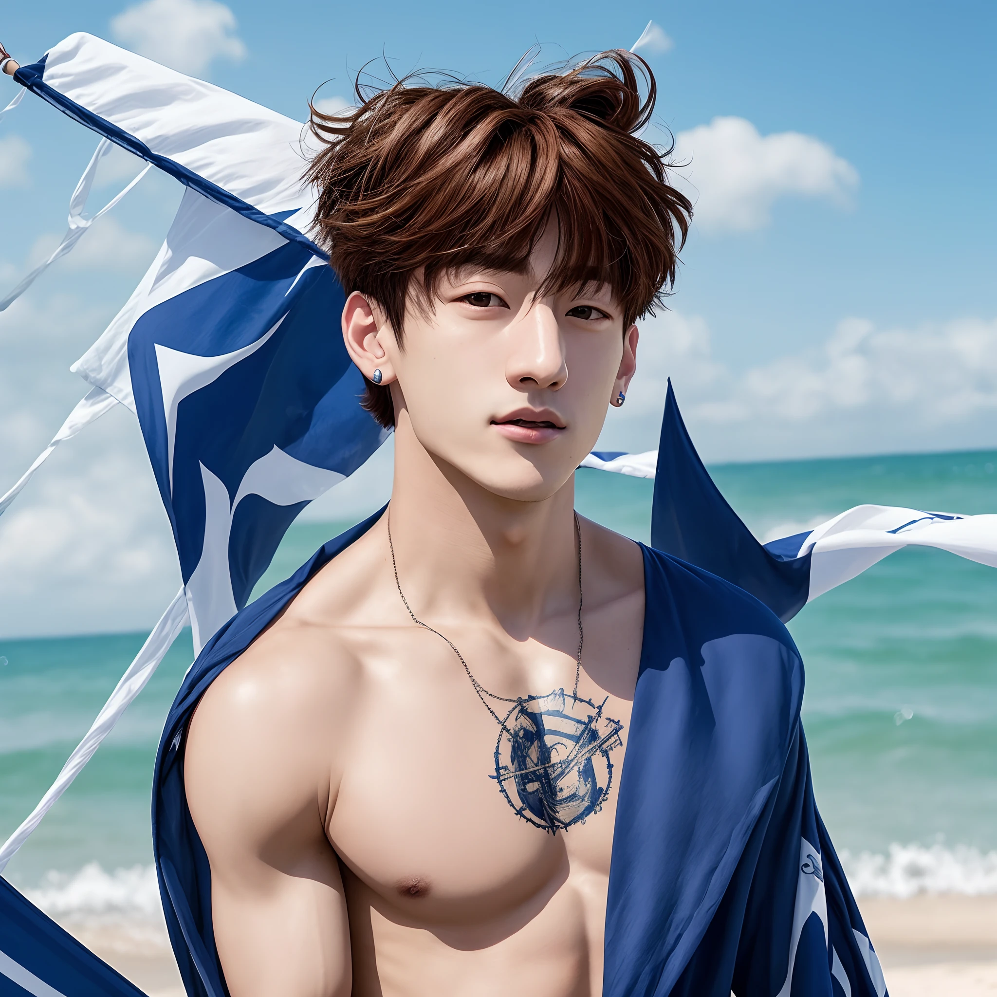 Hyunstayv2, frontal, sparkling, split lips, (beachwear1:2), (long blonde hair:1.2), (ultra realistic:1.2), (shoulders and chest: 1.2), (close-up photo:1.1), (intricate:1.2), (night beach background:1.2), (night sky:1.2), (looking at the viewer:1.2), moon.