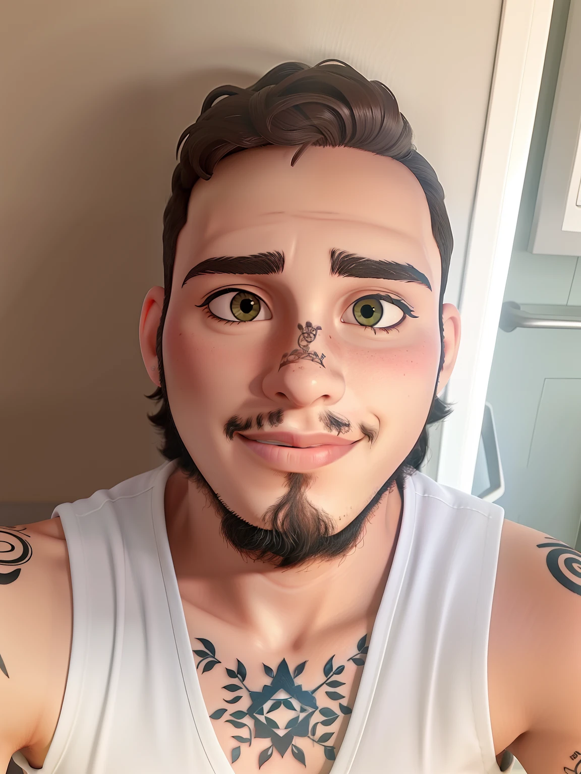 Um jovem tiramdo uma self tatuado