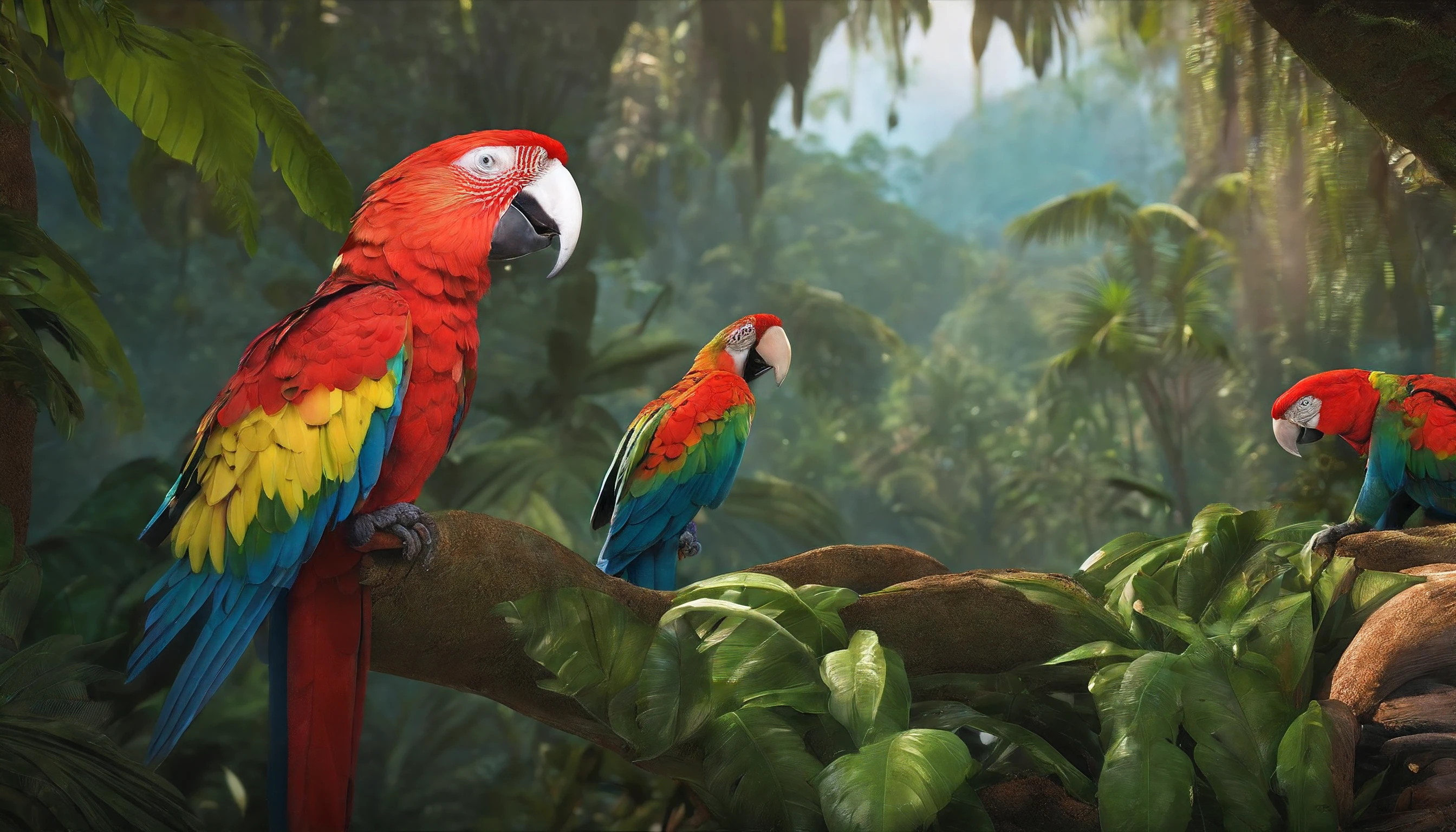 Customize for me Isabela and the carpet land in a vibrant jungle.
They encounter a talking parrot that guides them through the forest