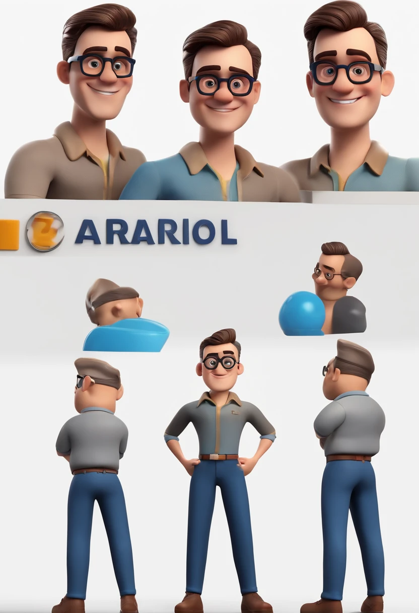 Cartoon character of a man with black glasses and a blue shirt, animation character, Caractere estilizado, animation style rendering, 3D estilizado, Arnold Maya render, 3 d render stylized, toon render keyshot, Personagem 3D, Personagem 3D, 3d rendering stylized, 3 d character render, personagem de desenho animado, Personagem de close up, Pose de personagem, (Estilo Pixar) (master part:1.2) (Bokeh) (best quality) (pele detalhada) (textura detalhada) (8k) (argila) (Cinematic lighting) (foco nítido