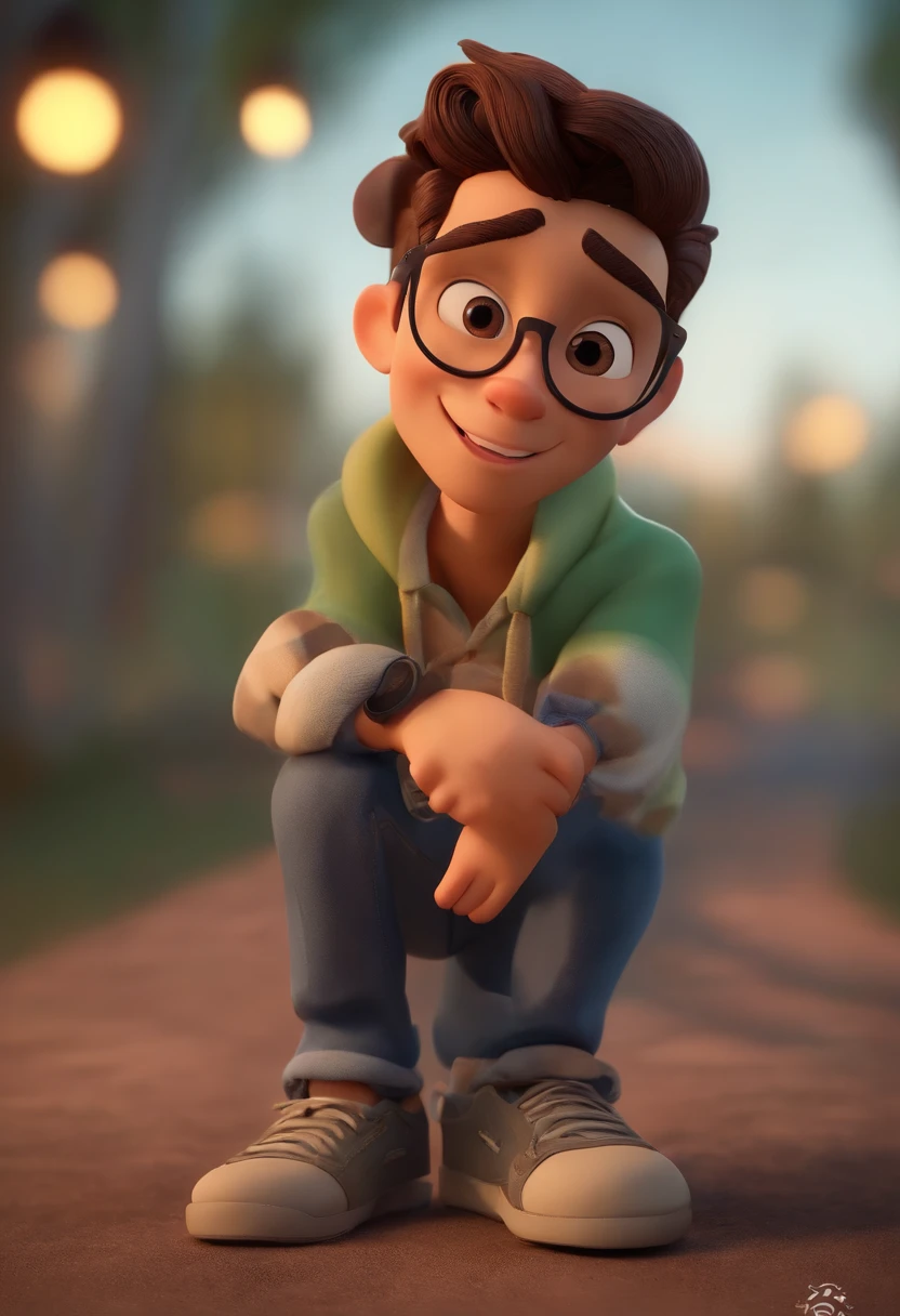 personagem dos desenhos animados de um casal, com um homem adolescente branco, alto, gordinho, olhos verdes, e uma garota adolescente branca, baixinha, cabelo castanho com as pontas loiras, Honey Eyes Animation Character, Caractere estilizado, animation style rendering, 3D estilizado, Arnold Maya render, 3 d render stylized, toon render keyshot, Personagem 3D, Personagem 3D, 3d rendering stylized, 3 d character render, personagem de desenho animado, Personagem de close up, Pose de personagem, (Estilo Pixar) (master part:1.2) (Bokeh) (melhor qualidade) (pele detalhada) (textura detalhada) (8k) (argila) (Cinematic lighting) (foco nítido