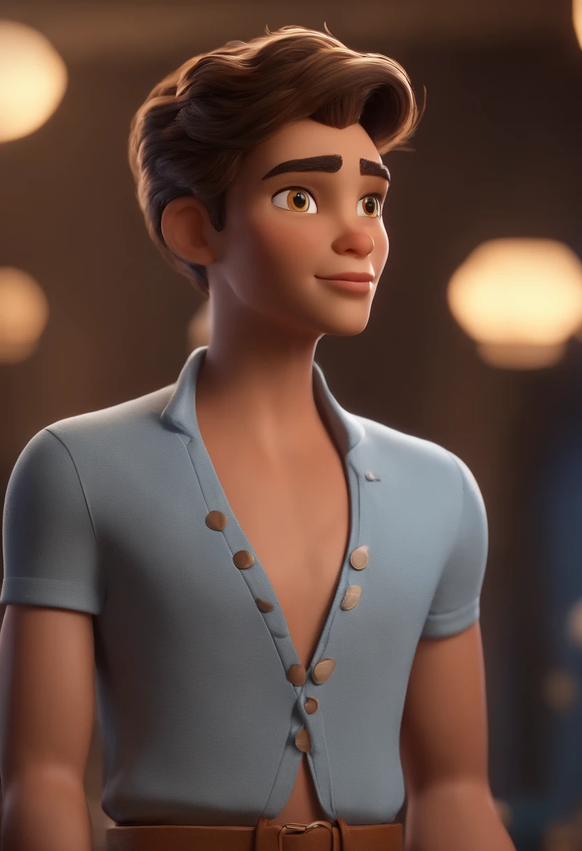 personagem dos desenhos animados de um casal, com um homem adolescente branco, alto, gordinho, olhos verdes, e uma garota adolescente branca, baixinha, cabelo castanho com as pontas loiras, Honey Eyes Animation Character, Caractere estilizado, animation style rendering, 3D estilizado, Arnold Maya render, 3 d render stylized, toon render keyshot, Personagem 3D, Personagem 3D, 3d rendering stylized, 3 d character render, personagem de desenho animado, Personagem de close up, Pose de personagem, (Estilo Pixar) (master part:1.2) (Bokeh) (melhor qualidade) (pele detalhada) (textura detalhada) (8k) (argila) (Cinematic lighting) (foco nítido
