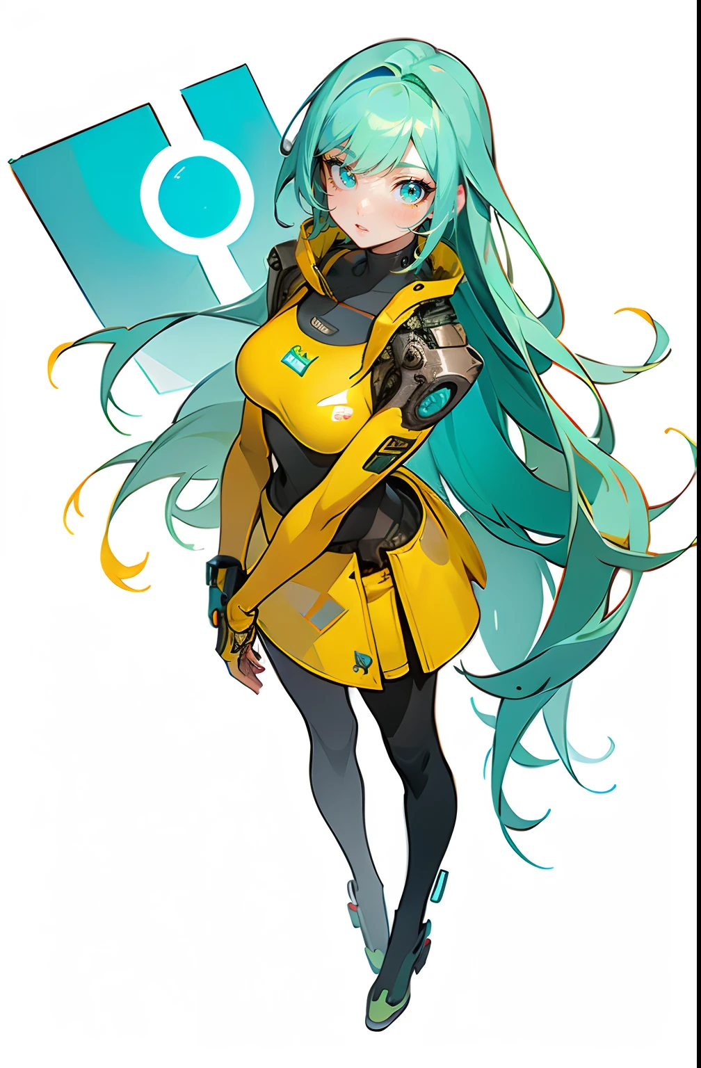 round image,(masterpiece:1.3), (the best quality:1.2), (super fine illustrations:1.2), (Masterpiece), high quality, high detail,(SOLO:1.4),((round image)),[(white background:1.1)::5],[(cyberpunk:1):5],[(game character portrait:1.2):5],

{1 girl},{solo},(((full body))),{{{only five fingers}}},((yellow))long  hair((yellow and (White) ends)),long hair,whole body, pantyhose,look at viewer, from above, aqua eyes, cyberpunk,