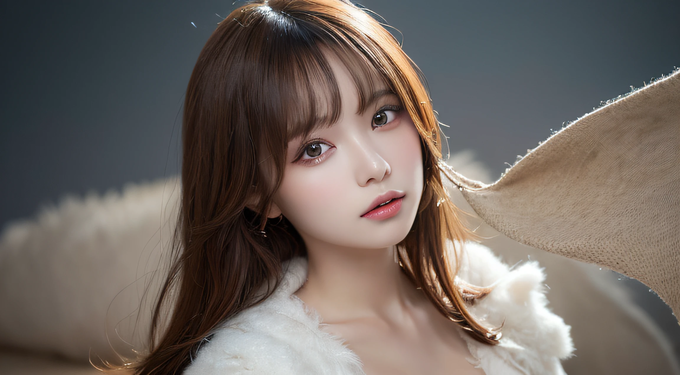 masutepiece, Best Quality, Illustration, Ultra-detailed, finely detail, hight resolution, 8K Wallpaper, Perfect dynamic composition, Beautiful detailed eyes, Natural Lip, Sexy knitted dresses , Big breasts, cleavage, Random sexy poses, Full body