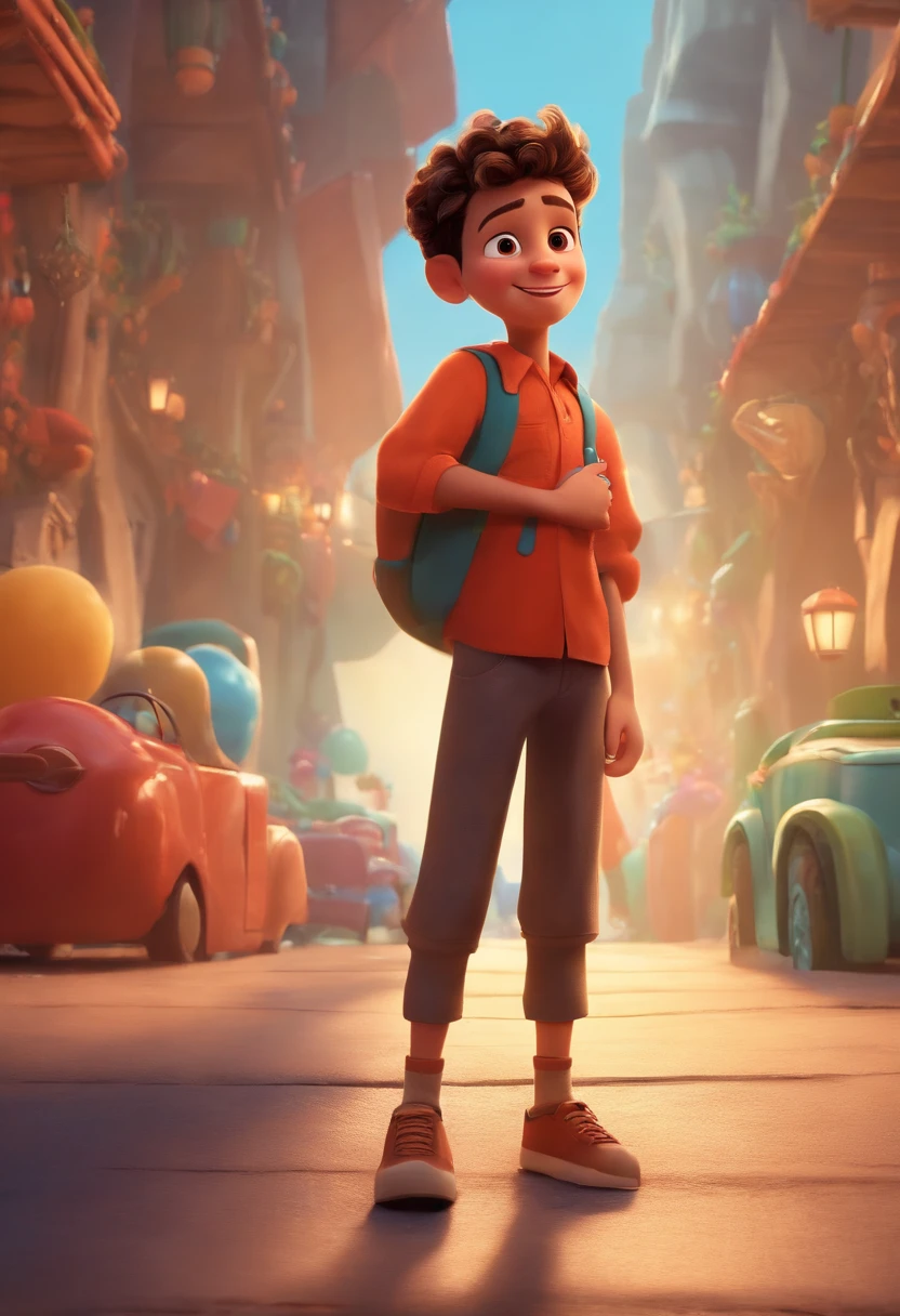 Image of a boy for a story in a YouTube video in Pixar format, He's the little allabester, He's the class leader, He's outgoing, Playful and gets up for a lot of things