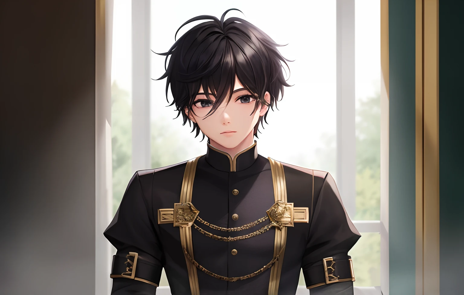 {{masterpiece, best quality, extremely detailed, 1 boy, Black hair, Short hair, Black Eyes, Fantasy clothing, Young