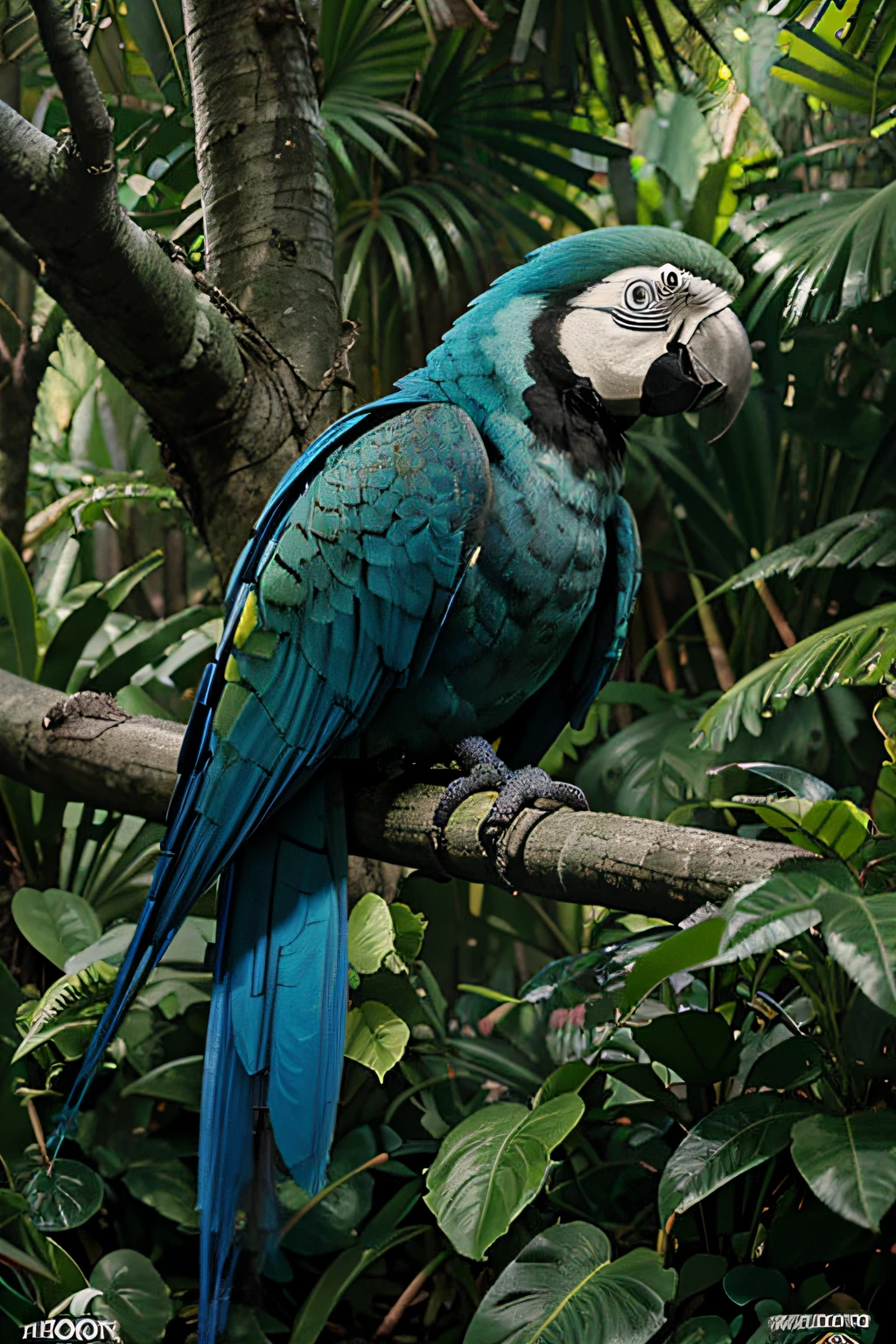 A background and background, forest, nature, blue macaw habitat, realistic, 3d, 8k, adobe illustrator, bold, vivid colors, fine lines.