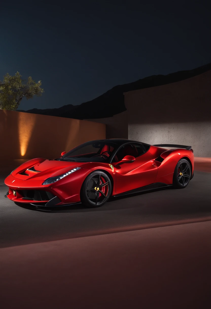Ferrari F90 em flash noturno por Red Neons realista
