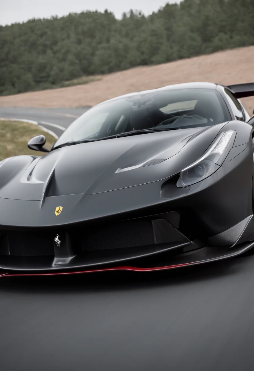 drawing of a car, just the black lines without any color of a Ferrari F90 em flash showing the entire car diagonally, remove the color from everything and leave only the lines of the drawing in black and the white, no background, for a coloring book, vector, white background , black and white, vector, contour only one car, one car no paint only lines of the draw,