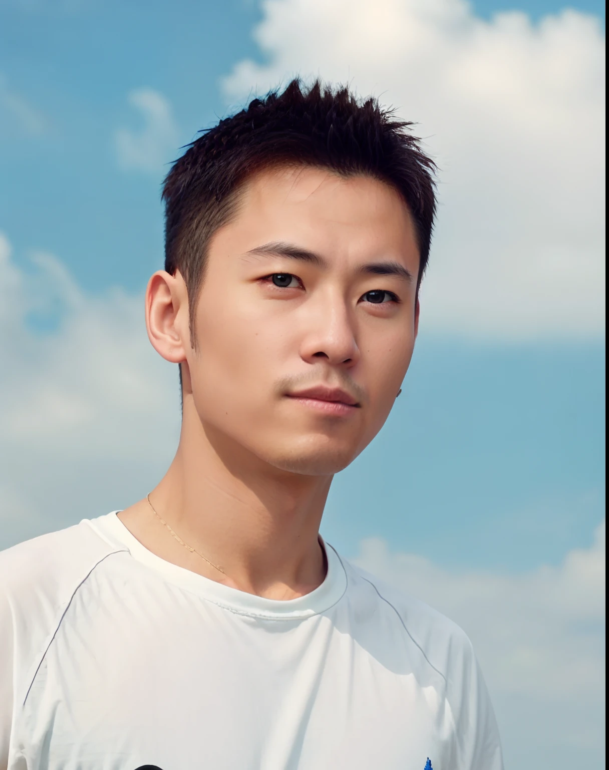 Jogging Man、Sweating、Sky background、A sexy