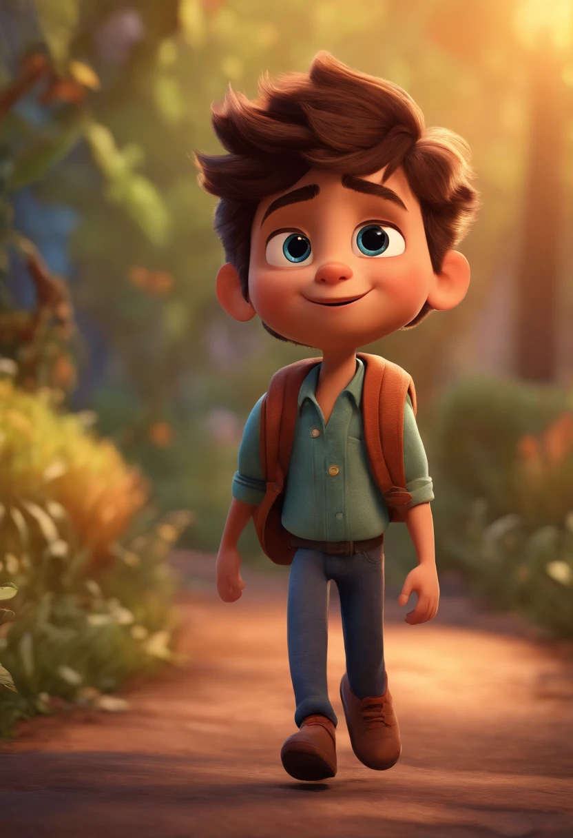 Image of a boy for a story in a YouTube video in Pixar format, He's the little allabester, He's the class leader, He's outgoing, Playful and gets up for a lot of things