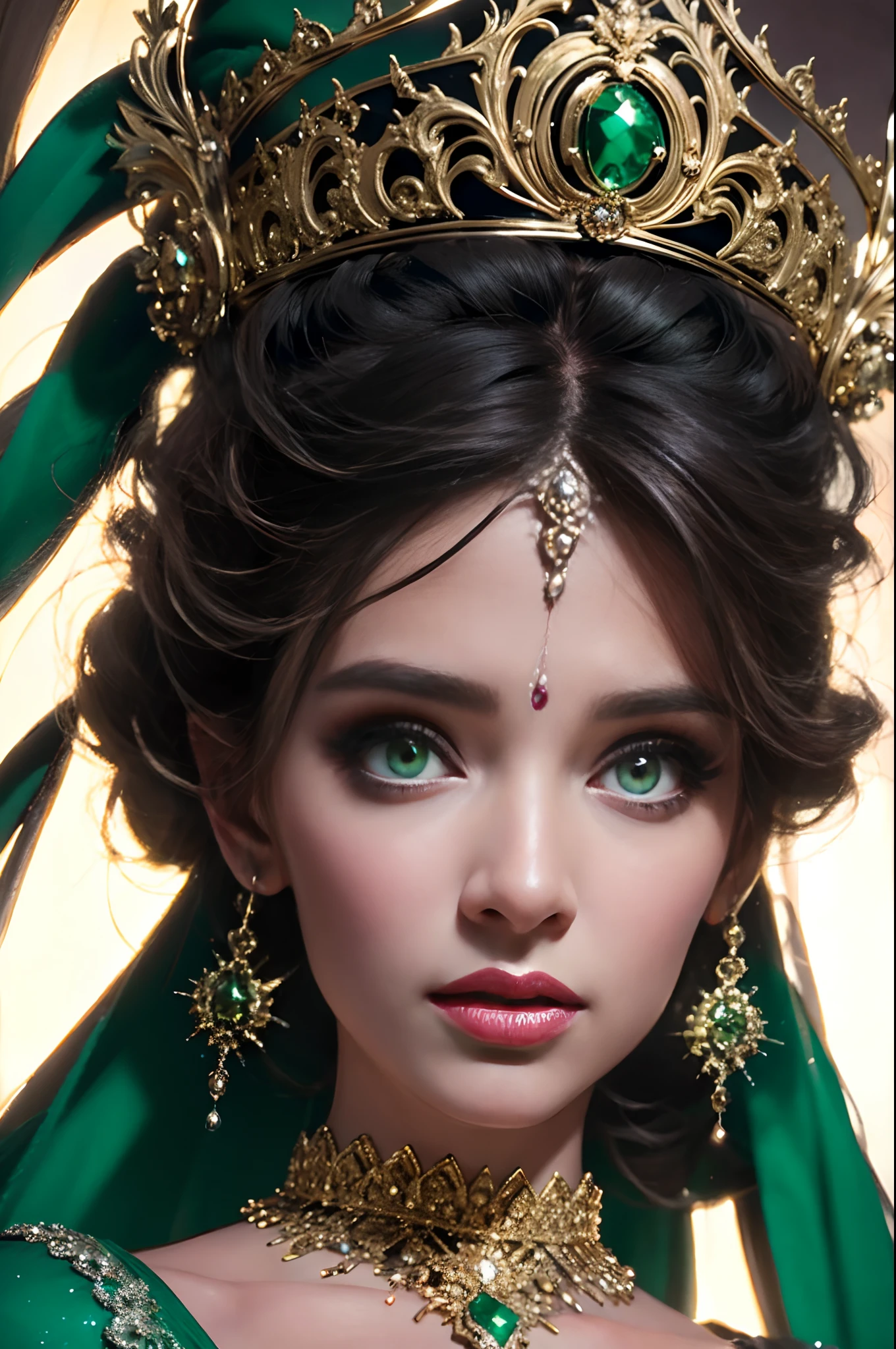Very beautiful princess face portrait zoom sexy sexy sexy bright crystal eyes green bright hyper realistic super detailed portrait face