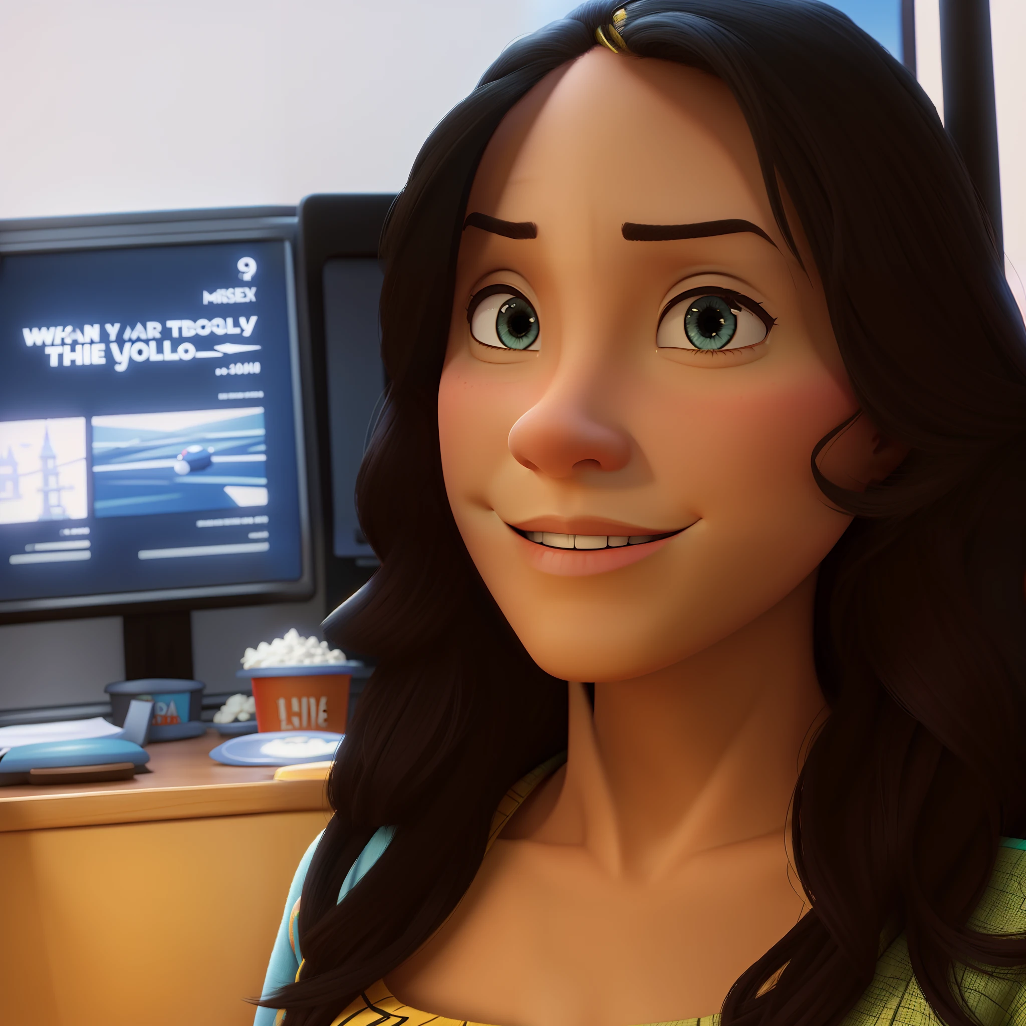 a 3d movie poster in disney-pixar style depicts