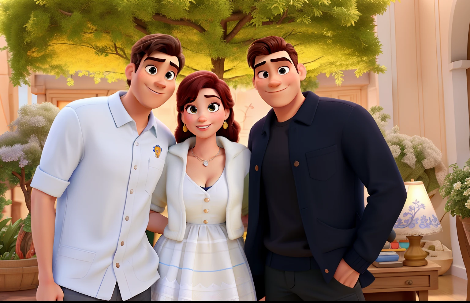 Mulher e homens estilo disney pixar em alta qualidade