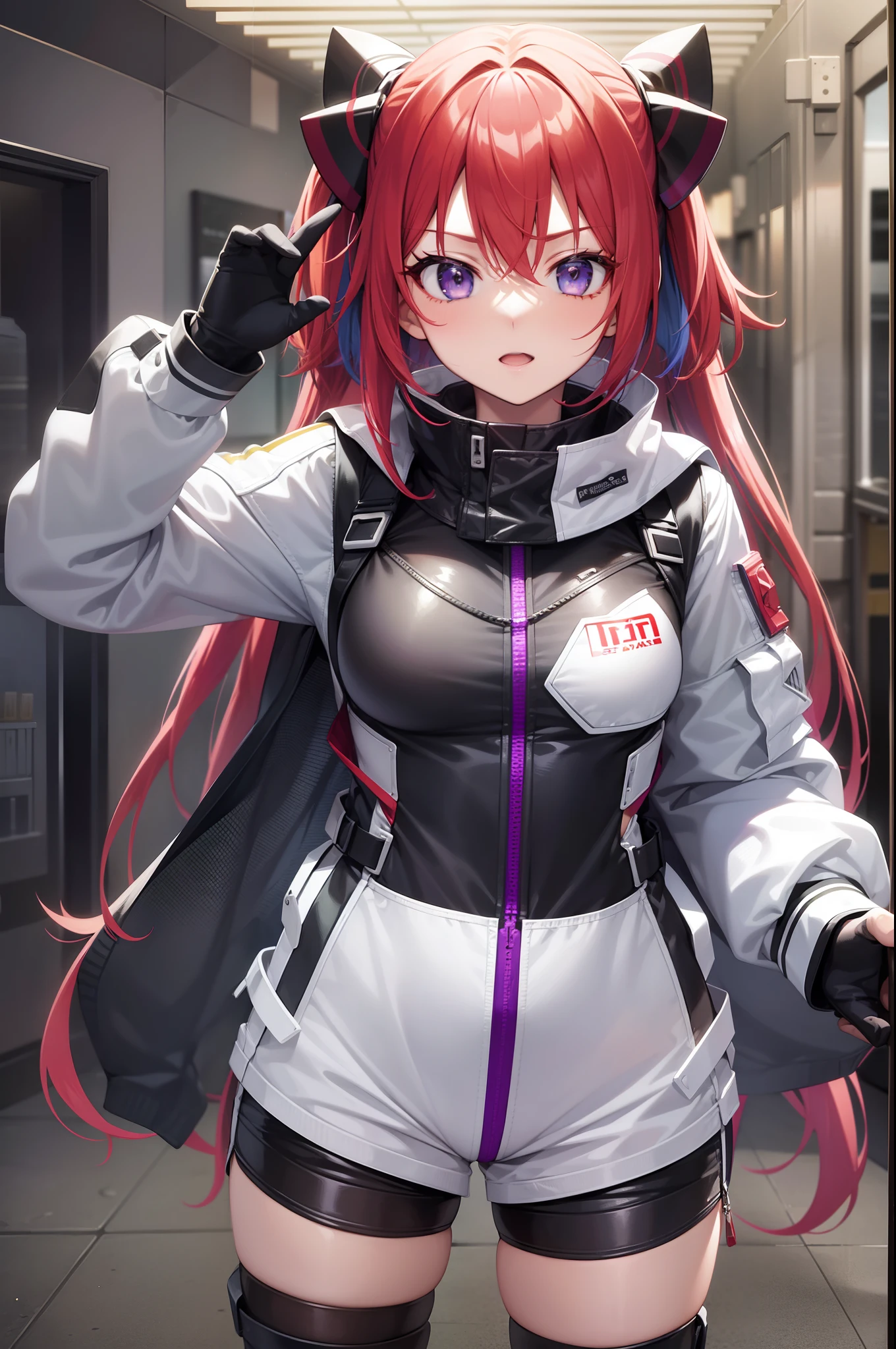 ((Finest quality)),(超A high resolution),(ultra-detailliert),((Best Anime)),sharpnes,clear, ((Two adult females)),(Pilot suit in tight yellow tones:1.2,black line:0.8), (Pilot suit in tight blue tones:1.2,White Line:0.8),(long bright red hair:1.1), (violet hair:1.4,short-cut),