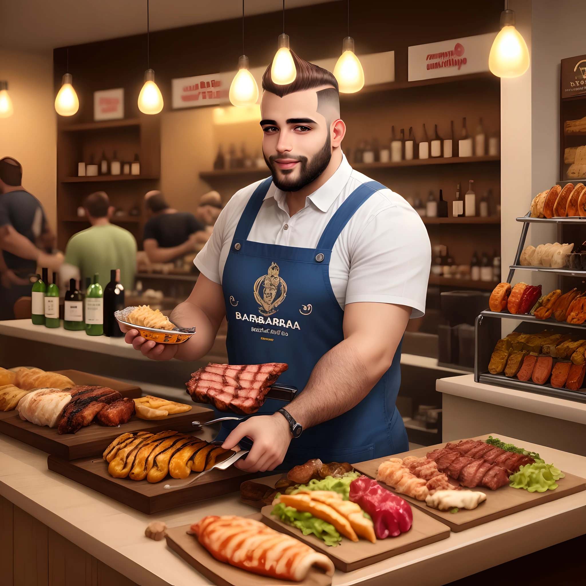 Barbearia Italiana barbeiros trabalhando teto alto e bem iluminada