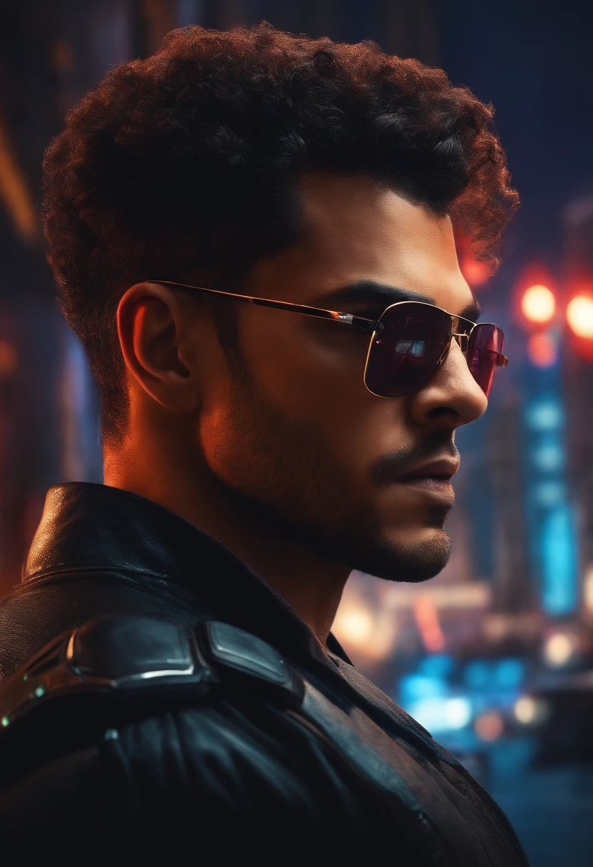 homem forte, Looking like a modified hero in a cyberpunk-style city