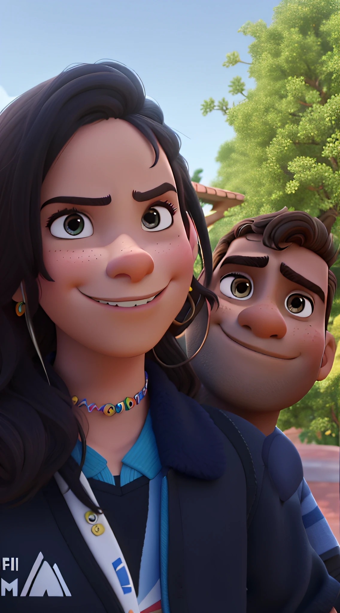 dois jovens apaixonados olhando para frente estilo disney pixar, alta qualidade, Improved quality and definition