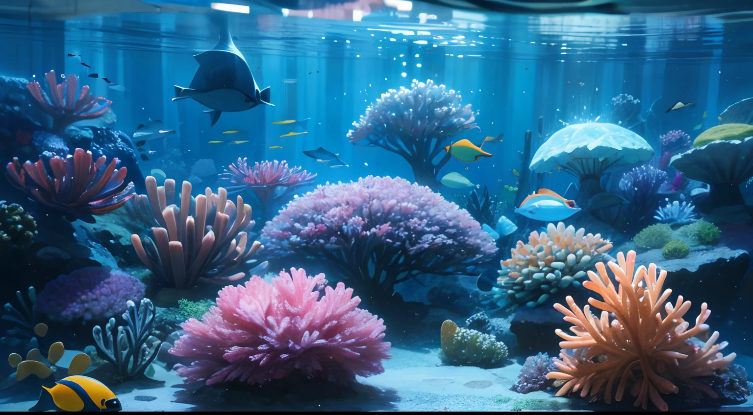(La mejor calidad,4k,8k,Altas Resoluciones,Obra maestra:1.2),Ultra detallado,(realista,fotorrealista,fotorrealista:1.37),Escena submarina,coloridos arrecifes de coral,peces tropicales,aguas cristalinas,Hermosas plantas submarinas,Ambiente sereno,warm sunlight,Reflejos de agua con gas,Diversidad de vida marina,tonos azules tranquilos,Fascinante ecosistema submarino,Conchas marinas ocultas y pastos marinos,Rayos de luz danzantes,Experiencia tranquila e inmersiva,Retratos,Paisaje,Artistas conceptuales,vivid colors,Degradados de color sutiles,Soft lighting,ethereal atmosphere,Vibrante mundo submarino