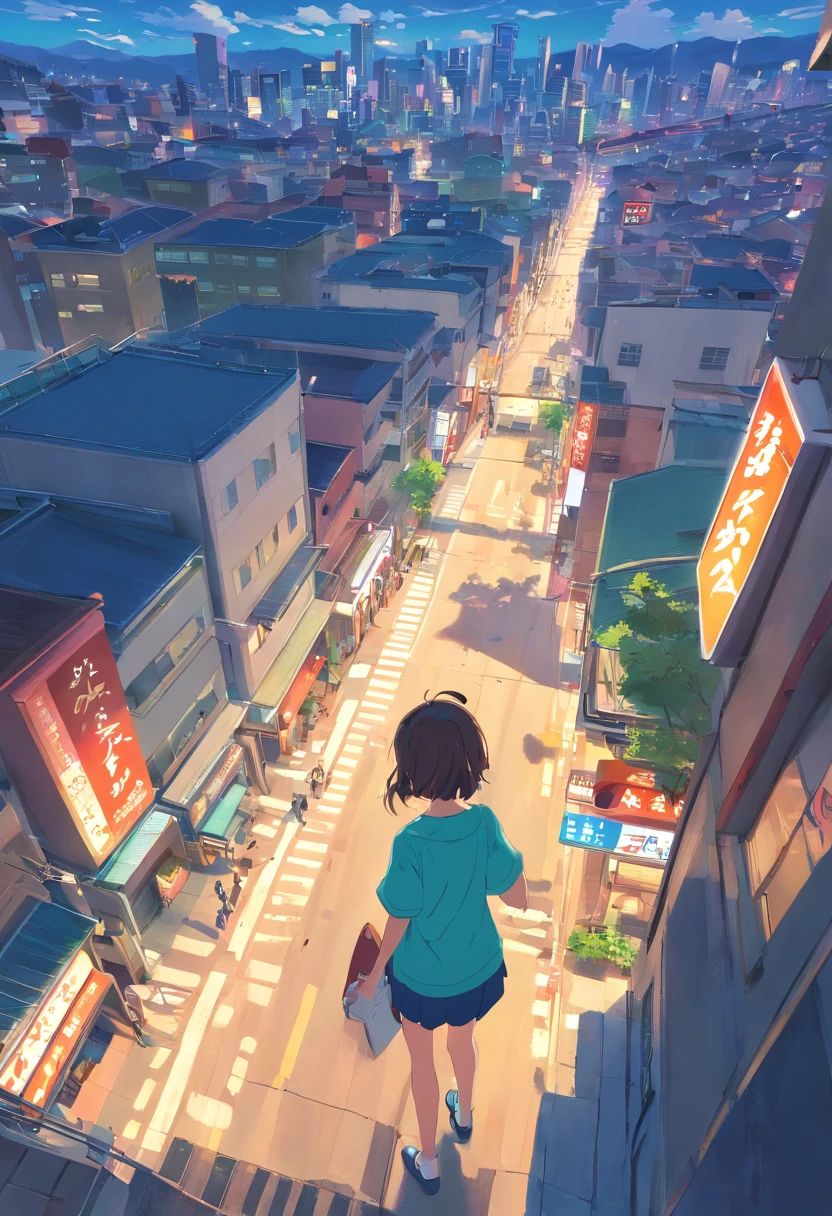 Uma grande cidade com potencial de desenvolvimento,dois jovem veio de uma aldeia montanhosa distante,Sentir-se indisposto。It is surrounded by the bustling scenery of the modern city。