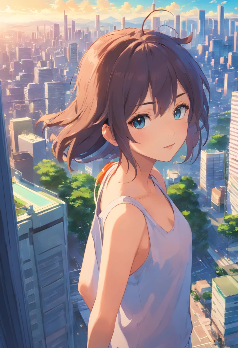 Uma grande cidade com potencial de desenvolvimento,dois jovem veio de uma aldeia montanhosa distante,Sentir-se indisposto。It is surrounded by the bustling scenery of the modern city。