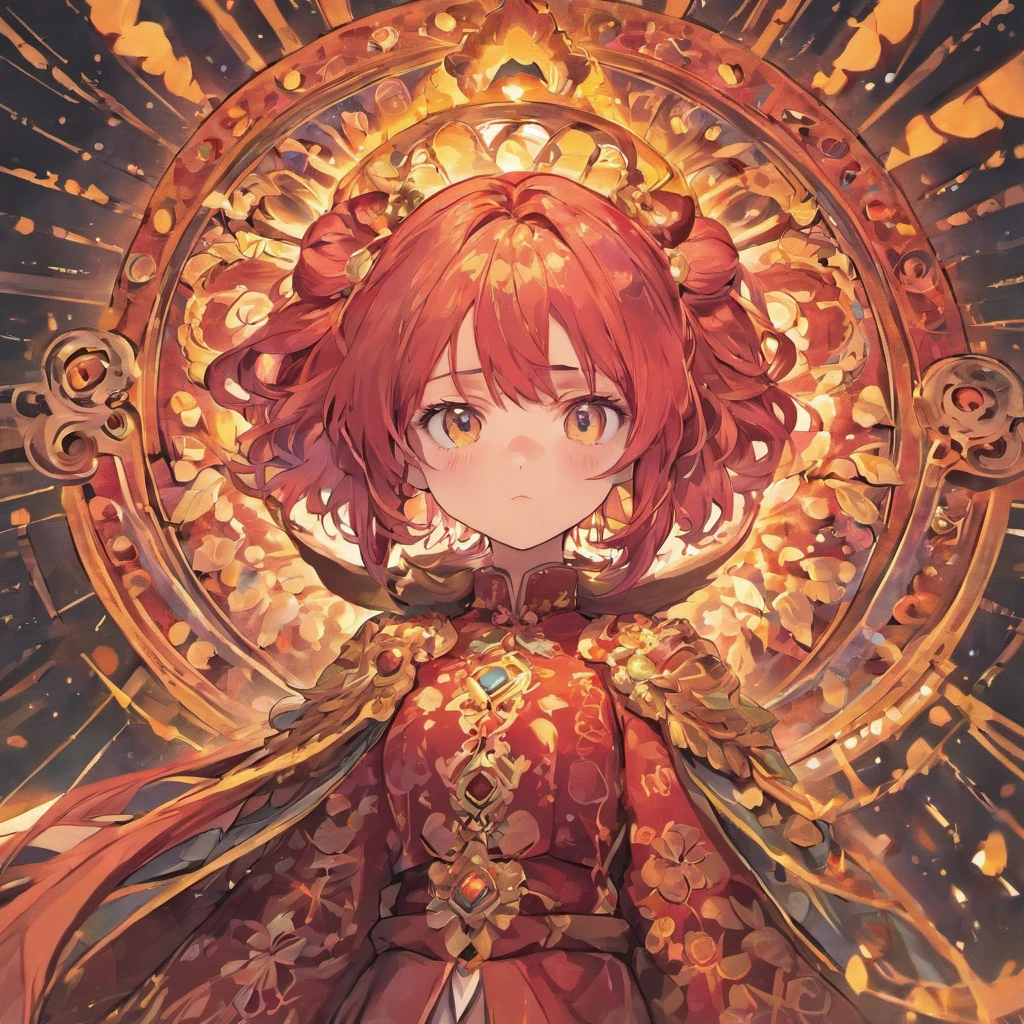 Cabelos Loiros e Olhos Vermelhos s, intricate ornamentation, Detailed illustration, Unity Render, misturando os estilos de William Morris e Takashi Murakami, a sensation at ArtStation