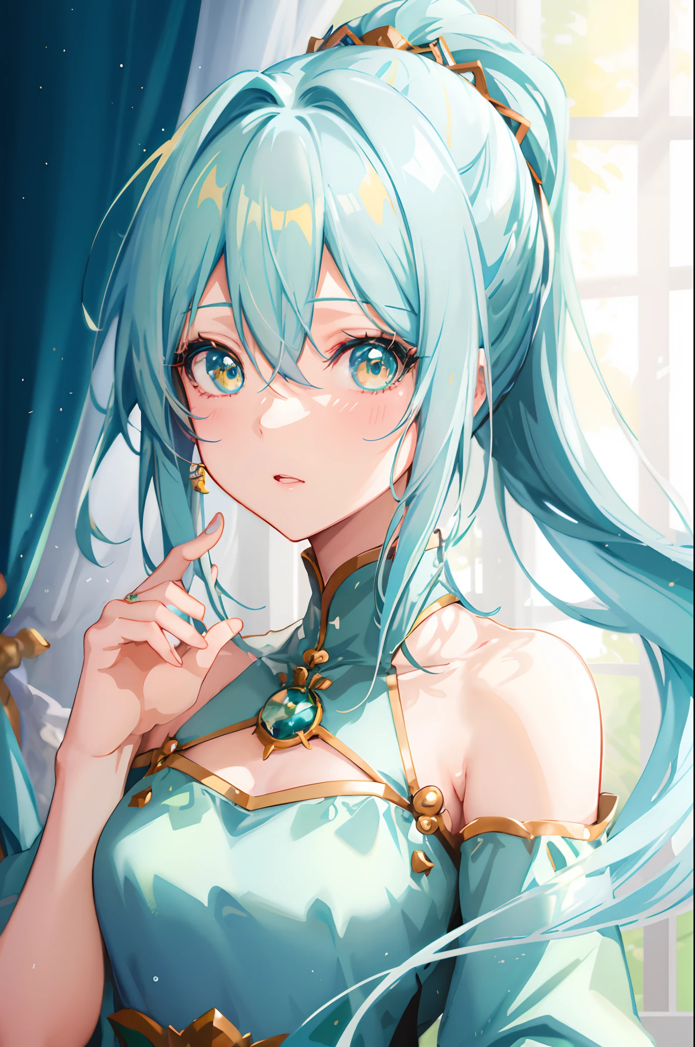 anime girl with blue hair and green eyes, hatsune miku portrait, portrait of hatsune miku, mikudayo, anime girl with teal hair, portrait knights of zodiac girl, anime style 4 k, anime moe artstyle, beautiful anime portrait, artgerm on artstation pixiv, detailed digital anime art, miku, beautiful anime girl