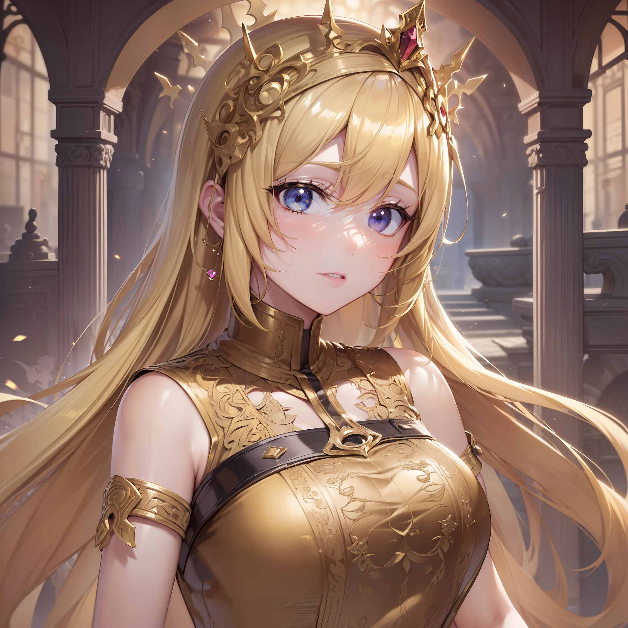 ((masutepiece)),(超A high resolution),(ultra-detailliert),Anime at its best,(Intricate and detailed palace gardens:1.4,Parti), ((femele),(Blonde hair with longitudinal rolls at the ends:1.4))