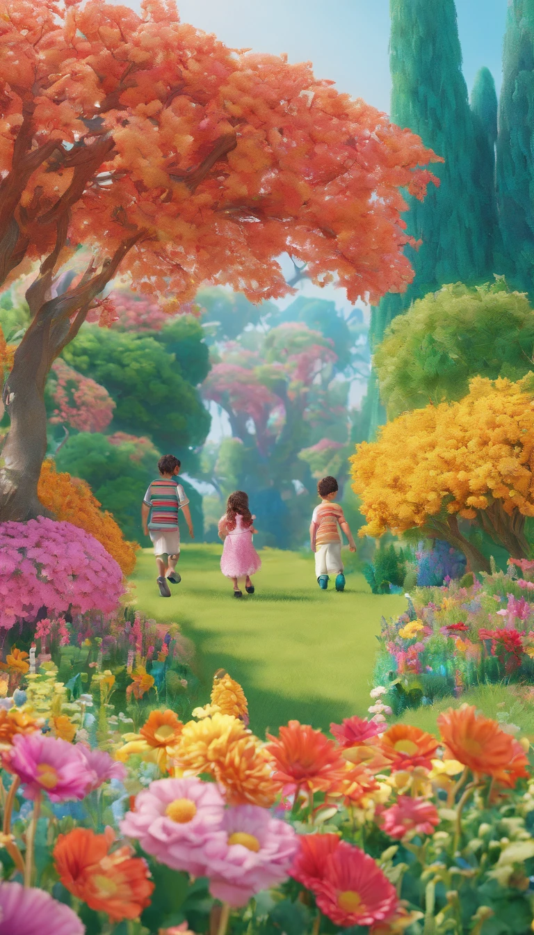 (best quality,4k,8k,highres,masterpiece:1.2),ultra-detailed,(realistic,photorealistic,photo-realistic:1.37),A group of Palestinian children standing proudly in a vibrant and blooming garden,having a peaceful protest, the garden features lush green grass and colorful flowers, while the children are dressed in traditional Palestinian clothes and adorned with traditional Palestinian embroideries,they look determined and brave with hope shining in their expressive eyes,creating an atmosphere of resilience and unity,the horizon is filled with bright and warm sunlight,casting a golden glow on the garden and the children's faces,the scene is captured in a realistic and detailed style,with every individual leaf and petal meticulously represented in the artwork,conveying a sense of authenticity and craftsmanship.