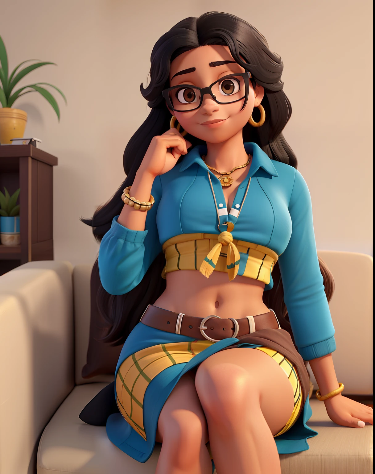 Melhor qualidade: 1.0), (super high res: 1.0), , cabelo preto curto, olhos azuis, sentado na frente do computador jogando jogos, fundo na sala de esports,Uma mulher Moreno, uma mulher bissexual, seios, wear glasses in an office ,imagem de corpo inteiro, cabelo afro caindo para a frente, Rasta type but braided, com belos seios corpo perfeito com , a wide thigh is beautiful a woman, com seios lindos corpo perfeito, uma coxa larga, is beautiful a destination with ,vario expression sexual pose, erotic Masterpiece, alta qualidade, 4K, design bonito, brilhante, da frente, foto premiada, extremamente detalhada, Awesome, detalhe fino, absurdres, soubrette, uma mulher posando para uma foto, usando uma roupa soubrette, babados,
