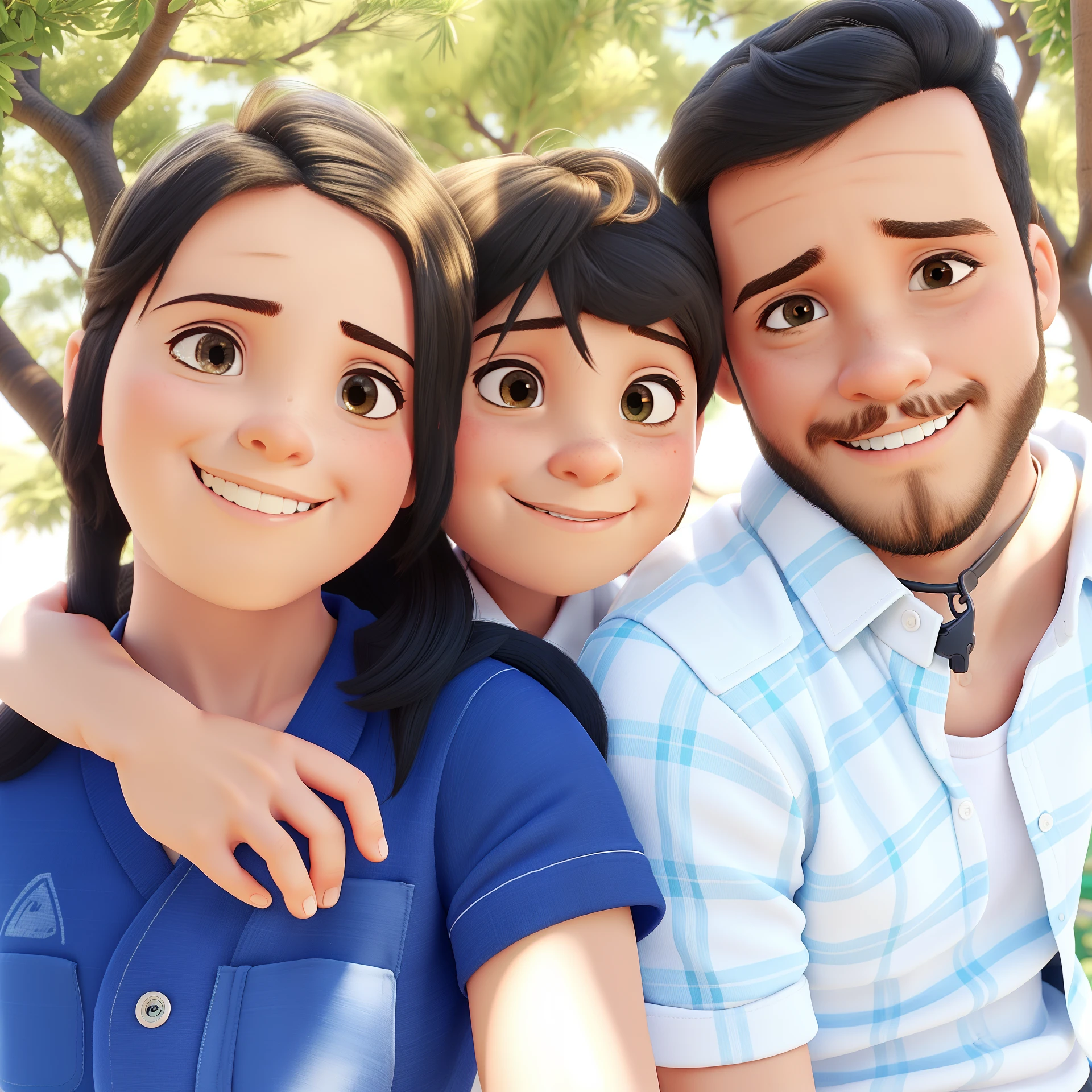 mami , cabelo pequeno castanho , pai olhos castanhos barba cerrada Disney pixar | | |