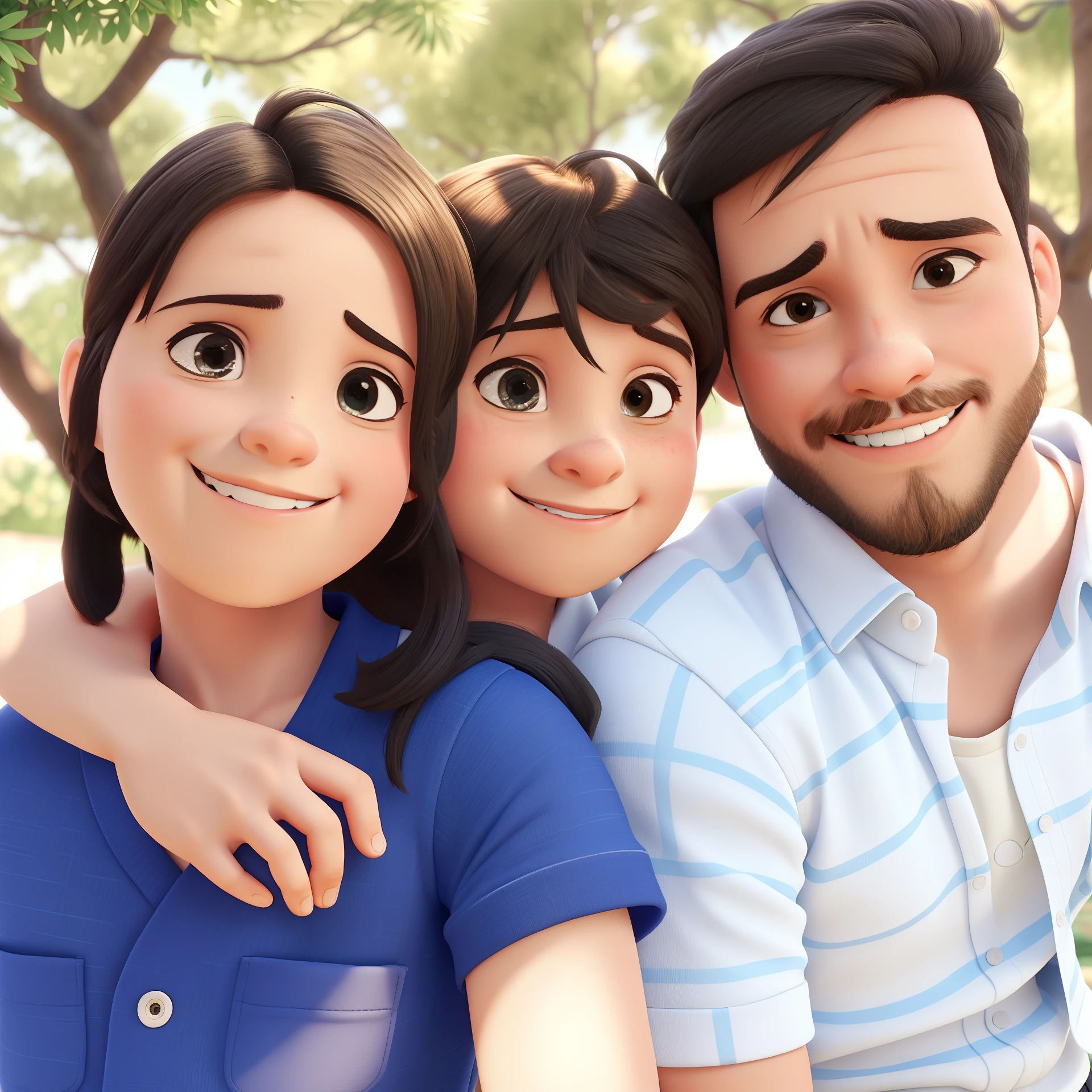 mami ,  cabelo pequeno castanho , pai olhos castanhos barba cerrada Disney pixar | | |