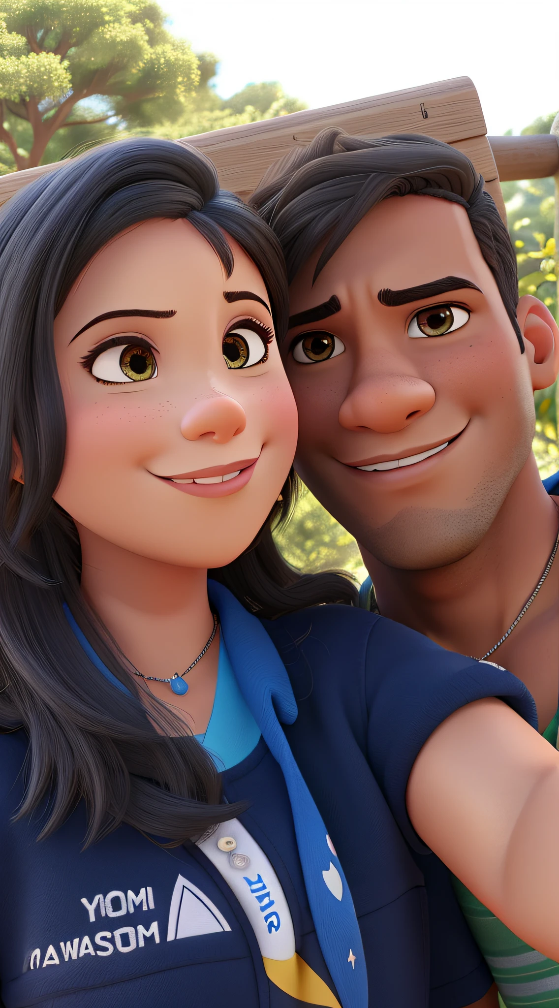 um casal interracial apaixonado estilo disney pixar, alta qualidade, better quality and resolution