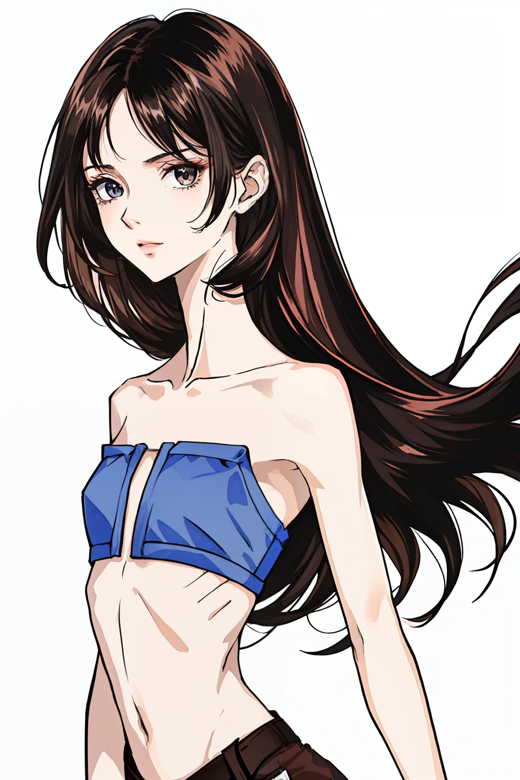ry very so skinny young woman, very beautiful skinny Charli D'amelio, ((Charli D'amelio)), ((so very skinny girl: 1.3)), ((anorexic beautiful model: 1.3)), skinny girl of 20 years old, black long hair, black hair, Straight Hair, ((beautiful very skinny girl)), naked, ((very fine and very small waist)), ((very very small waist: 1.8)), ((so very tiny waist)), ((ribs visible: 1.2)), Very thin and delicate face, thin arms, thin legs, fine and beautiful face. ((Very very skinny and fine body)), small breats. ((Anorexic skinny girl: 1.3)), realistic, HD, color, 8k, high quality. ((Very anoréxic skinny body)). Very thin and delicate face, small nose, white background, (brown eyes), very beautiful skinny and malnourished girl, so very anoréxic beautiful girl. young woman with an ectomorphic body type, ((a thin belt extremely adjusting the tiny waist: 1.3)), ASU1, Realism