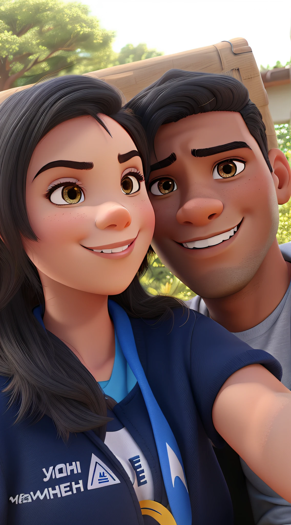 um jovem casal interracial estilo disney pixar, alta qualidade, better quality and resolution