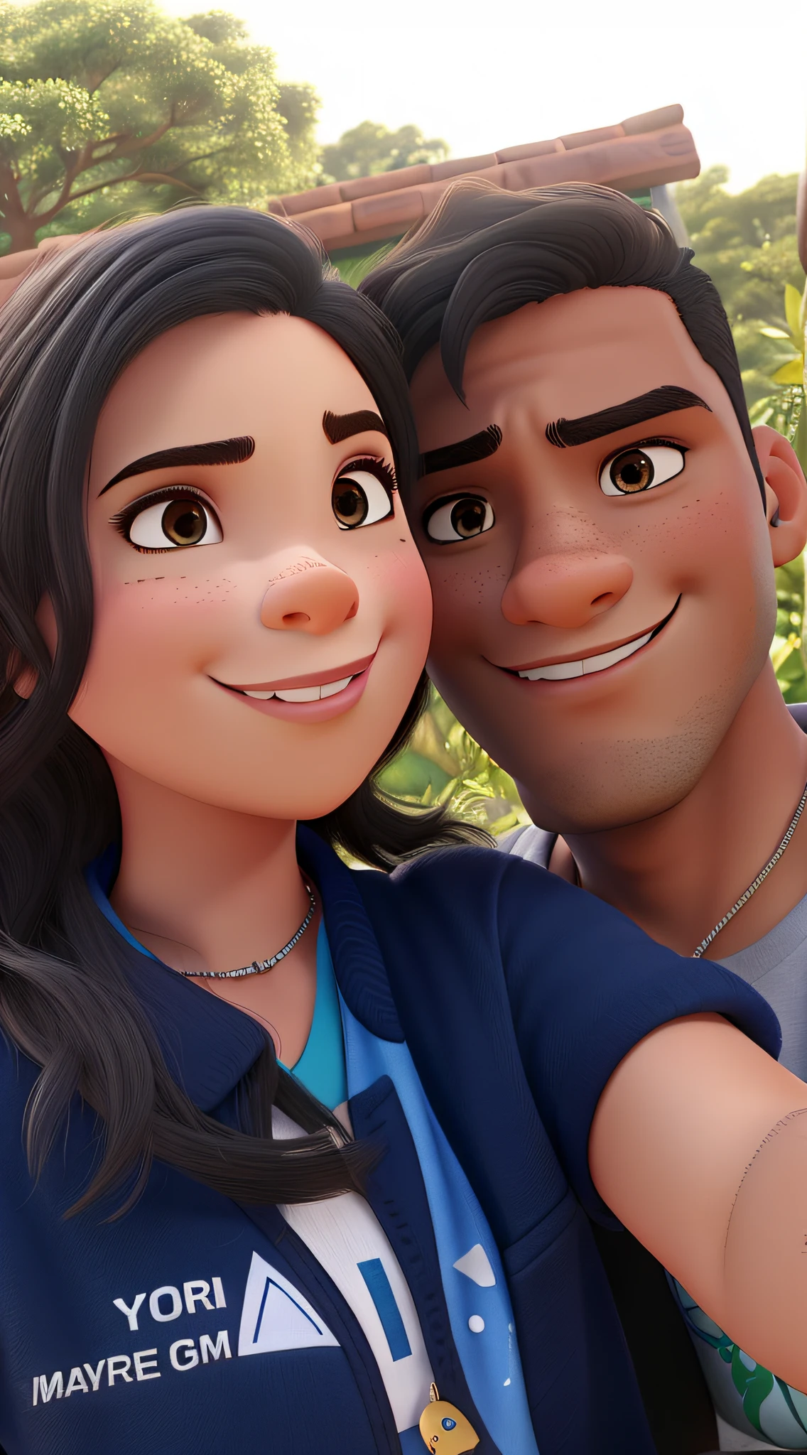 um jovem casal interracial estilo disney pixar, alta qualidade, better quality and resolution
