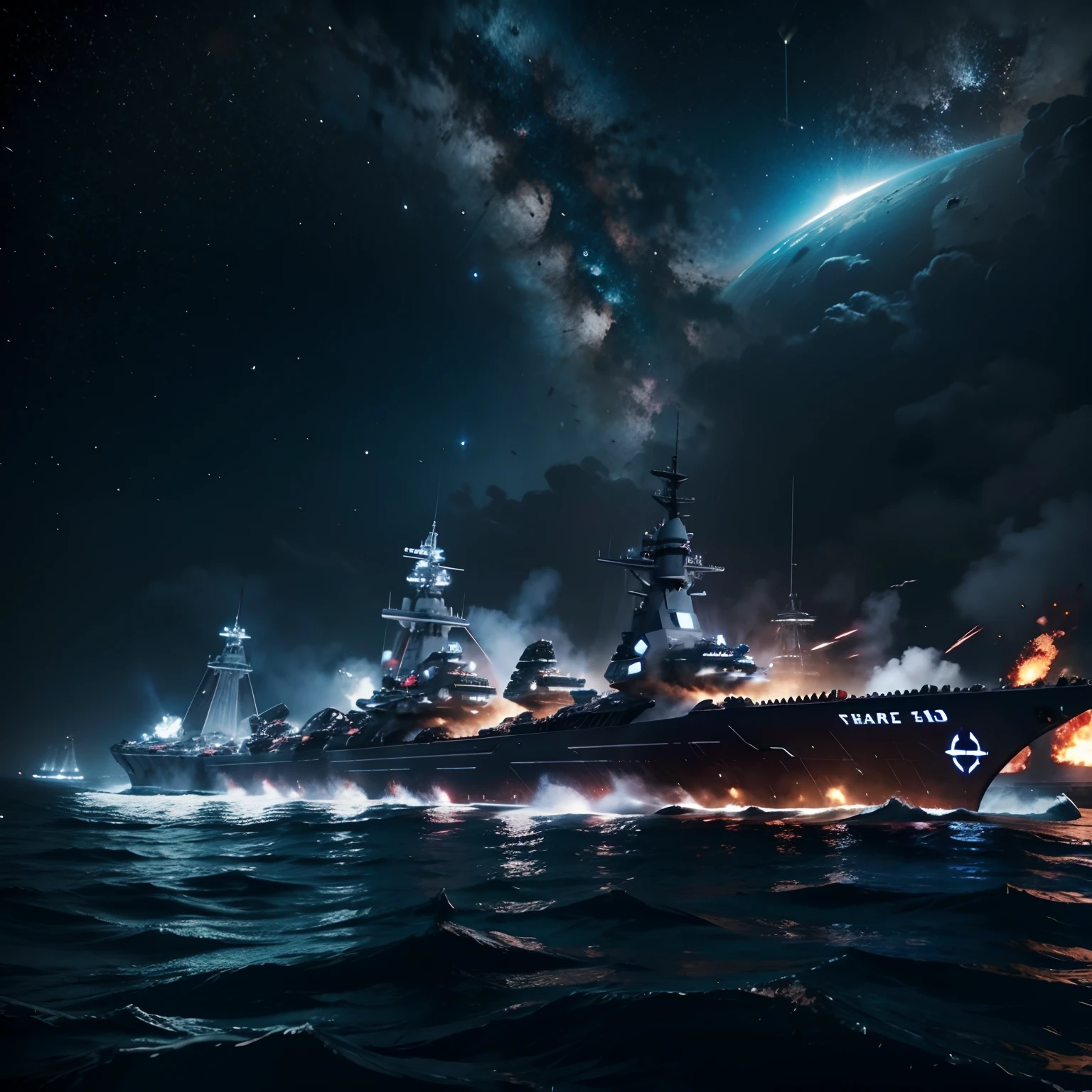 Battleship,Space battle,Destroyed City