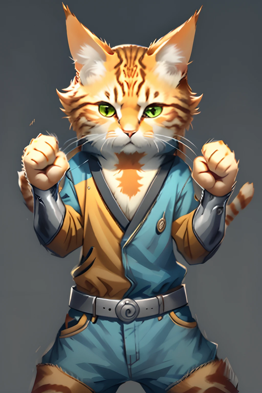 Cat Fight Pose Cute Character