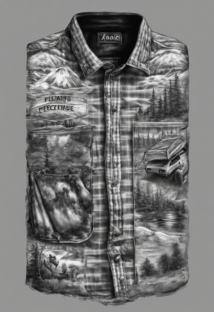 A camping shirt type design that doesnt include a tent. Design should be beautiful and also something college students would wear. A design similar to the ink cross-hatching method is preferable.
