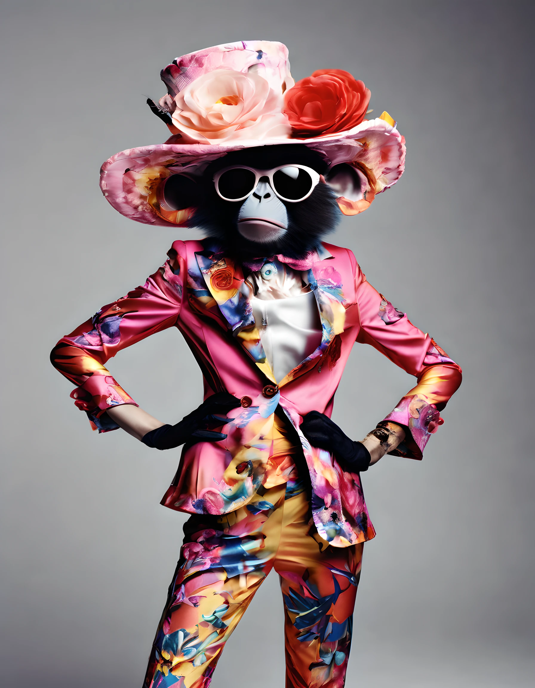 Get ready for a fashion show full of attitude with this captivating prompt featuring anthropomorphic animals, where mischievous monkey models rock edgy and unconventional outfits with confidence. The composition captures the playful and energetic nature of the monkey models, with their bold fashion choices and expressive poses commanding attention. The use of dynamic lighting and vibrant colors adds to the rebellious and avant-garde vibe of the event, pushing the boundaries of fashion and creativity. Directed by renowned fashion photographer Nick Knight