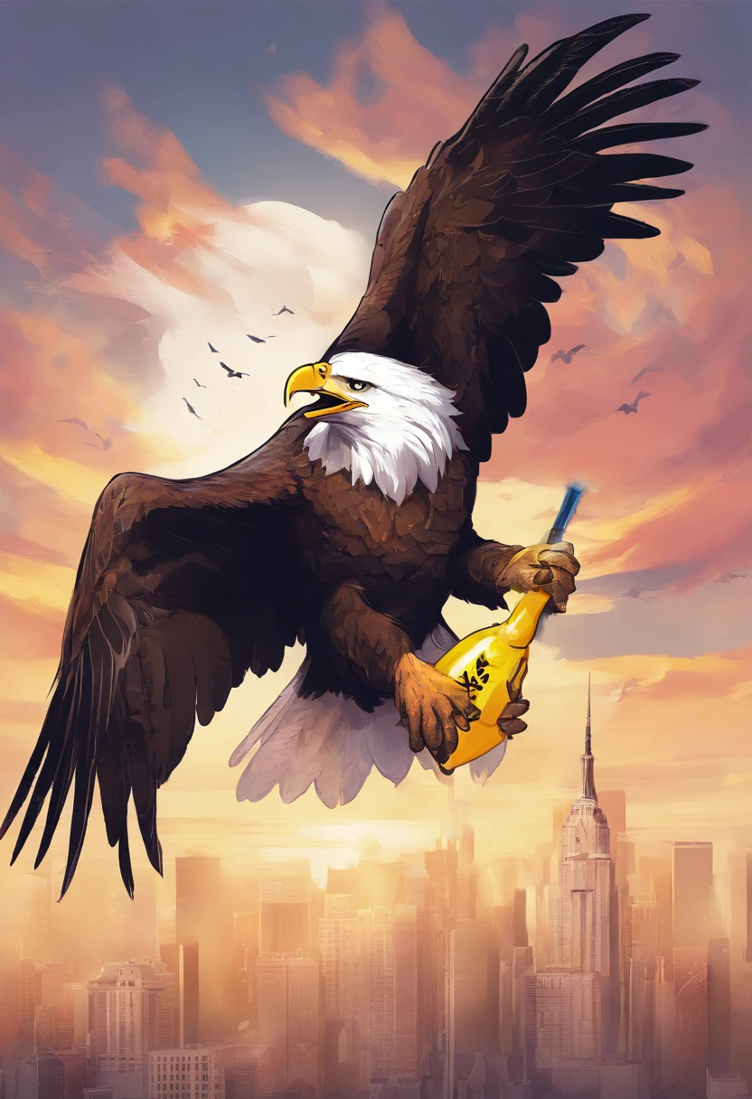 American Bald Eagle with the words “American Deals” above it. Holding a happy pikachu Pokémon in its talons
