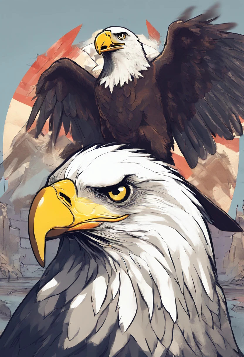 American Bald Eagle with the words “American   Deals” above it. Holding a happy pikachu Pokémon in its talons