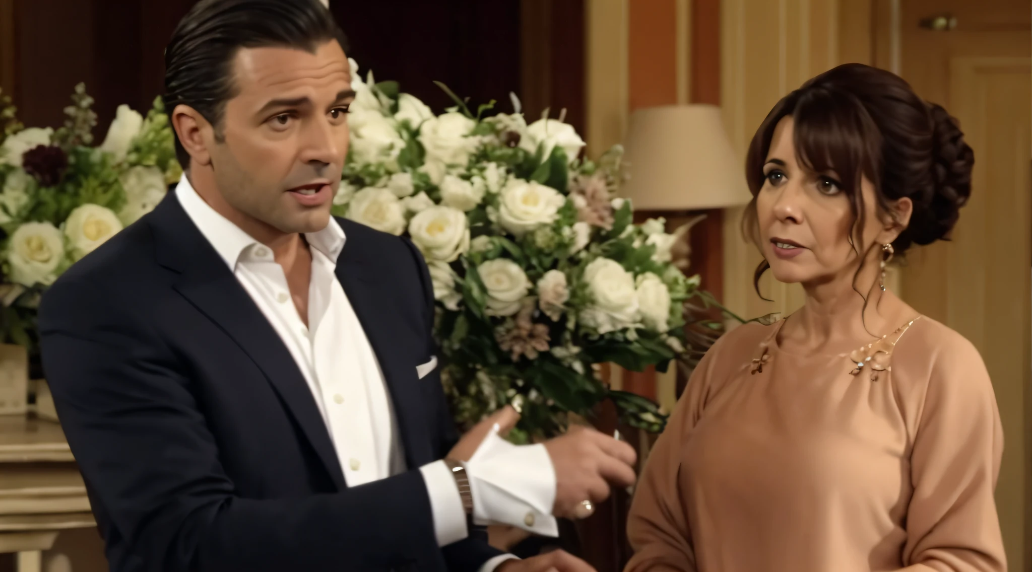 arafed man in a suit and woman in a dress talking, vtm, actors, cast, er drama, olivia, horror ”, horror”, leblanc, still image from tv series, unknown, tv show, tv show still, rk post, awww, as cristina kirchner, may), stained”, 2023, 2 0 2 3, television show