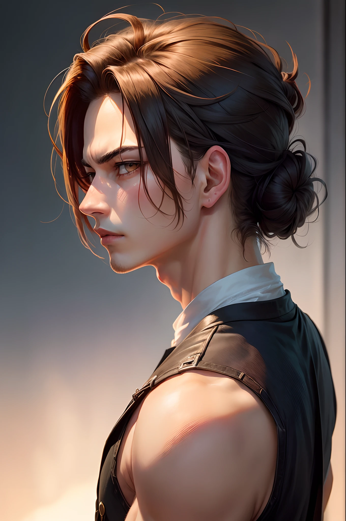 Levi Ackerman with a Manbun Updo hair style