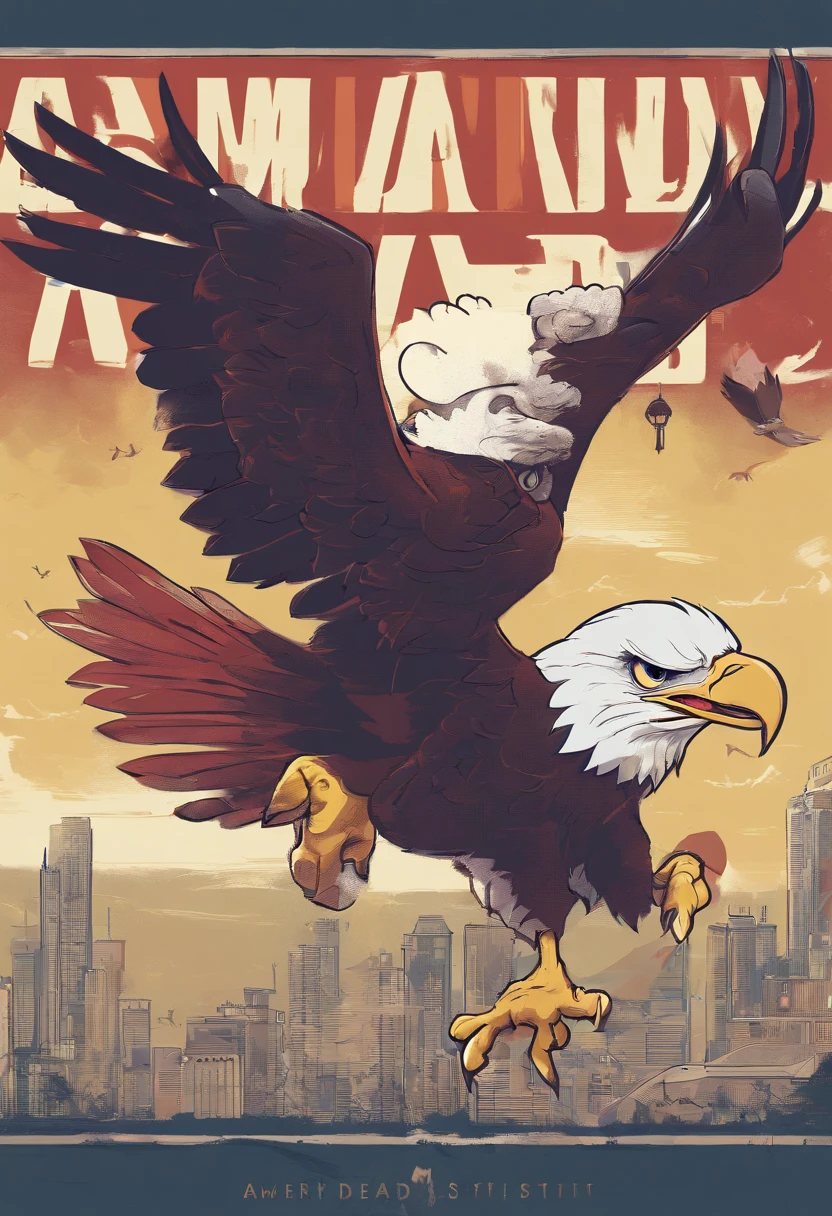 American Bald Eagle with the words “American   Deals” above it. Holding a happy pikachu Pokémon in its talons