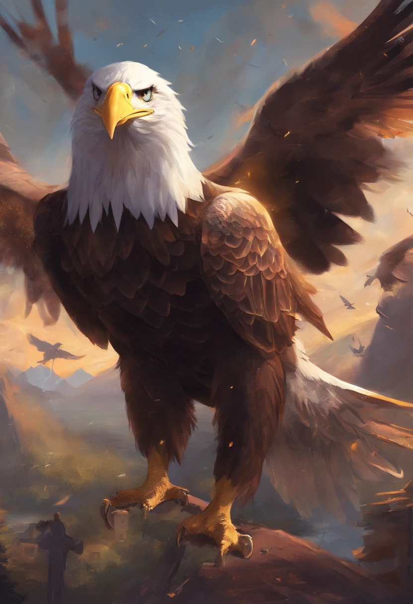 American Bald Eagle with the words “American   Deals” above it. Holding a happy pikachu Pokémon in its talons